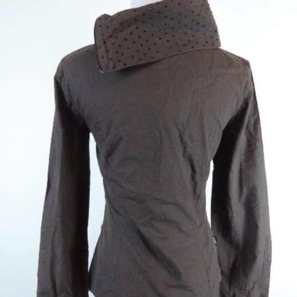 Moschino jeans studded Gray top i42 8 high neck runs small xs - Picture 3 of 9